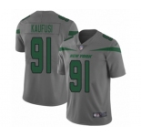 Youth New York Jets #91 Bronson Kaufusi Limited Gray Inverted Legend Football Jersey