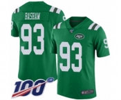 Youth New York Jets #93 Tarell Basham Limited Green Rush Vapor Untouchable 100th Season Football Jersey