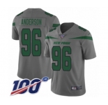 Youth New York Jets #96 Henry Anderson Limited Gray Inverted Legend 100th Season Football Jersey