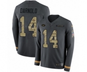 Youth Nike New York Jets #14 Sam Darnold Limited Black Salute to Service Therma Long Sleeve NFL Jersey