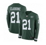 Youth Nike New York Jets #21 Morris Claiborne Limited Green Therma Long Sleeve NFL Jersey