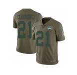 Youth Nike New York Jets #21 Morris Claiborne Limited Olive 2017 Salute to Service NFL Jersey