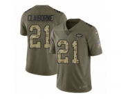 Youth Nike New York Jets #21 Morris Claiborne Limited Olive Camo 2017 Salute to Service NFL Jersey