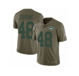 Youth Nike New York Jets #48 Jordan Jenkins Limited Olive 2017 Salute to Service NFL Jersey