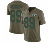 Youth Nike New York Jets #89 Chris Herndon Limited Olive 2017 Salute to Service NFL Jersey