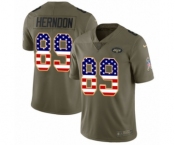 Youth Nike New York Jets #89 Chris Herndon Limited Olive USA Flag 2017 Salute to Service NFL Jersey