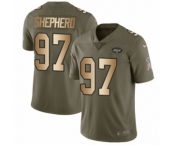 Youth Nike New York Jets #97 Nathan Shepherd Limited Olive Gold 2017 Salute to Service NFL Jersey