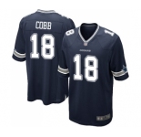 Men's Dallas Cowboys #18 Randall Cobb Game Navy Blue Team Color Football Jersey