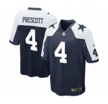 Men's Nike Dallas Cowboys #4 Dak Prescott Game Navy Blue Throwback Alternate NFL Jersey