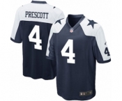Men's Nike Dallas Cowboys #4 Dak Prescott Game Navy Blue Throwback Alternate NFL Jersey