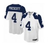 Men's Nike Dallas Cowboys #4 Dak Prescott Game White Throwback Alternate NFL Jersey