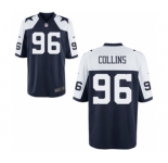 Men's Nike Dallas Cowboys #96 Maliek Collins Game Navy Blue Throwback Alternate NFL Jersey