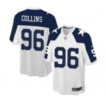 Men's Nike Dallas Cowboys #96 Maliek Collins Game White Throwback Alternate NFL Jersey