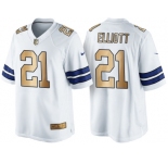 Nike Dallas Cowboys #21 Ezekiel Elliott White 2016 Christmas Gold Men's NFL Game Edition Jersey