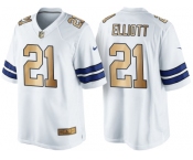 Nike Dallas Cowboys #21 Ezekiel Elliott White 2016 Christmas Gold Men's NFL Game Edition Jersey