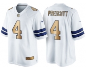 Nike Dallas Cowboys #4 Dak Prescott White 2016 Christmas Gold Men's NFL Game Edition Jersey