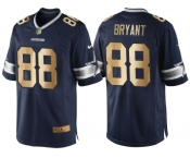 Nike Dallas Cowboys #88 Dez Bryant Navy Blue 2016 Christmas Gold Men's NFL Game Edition Jersey