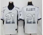 Men New Nike Dallas cowboys #21 Ezekiel Elliott Drift Fashion White Elite Jerseys