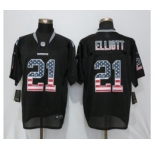 Men New Nike Dallas cowboys #21 Ezekiel Elliott USA Flag Fashion Black Elite Jerseys