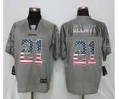 Men New Nike Dallas cowboys #21 Ezekiel Elliott USA Flag Fashion Gray Elite Jerseys