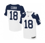 Men's Dallas Cowboys #18 Randall Cobb Elite White Throwback Alternate Football Jersey