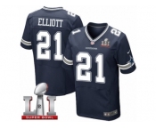 Men's Nike Dallas Cowboys #21 Ezekiel Elliott Elite Navy Blue Team Color Super Bowl LI NFL Jersey