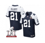Men's Nike Dallas Cowboys #21 Ezekiel Elliott Elite Navy Blue Throwback Alternate Super Bowl LI NFL Jersey