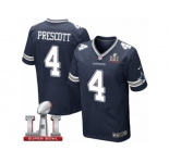Men's Nike Dallas Cowboys #4 Dak Prescott Elite Navy Blue Team Color Super Bowl LI NFL Jersey