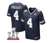 Men's Nike Dallas Cowboys #4 Dak Prescott Elite Navy Blue Team Color Super Bowl LI NFL Jersey