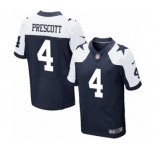Men's Nike Dallas Cowboys #4 Dak Prescott Elite Navy Blue Throwback Alternate NFL Jersey