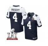 Men's Nike Dallas Cowboys #4 Dak Prescott Elite Navy Blue Throwback Alternate Super Bowl LI NFL Jersey