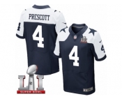 Men's Nike Dallas Cowboys #4 Dak Prescott Elite Navy Blue Throwback Alternate Super Bowl LI NFL Jersey