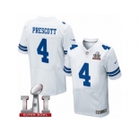 Men's Nike Dallas Cowboys #4 Dak Prescott Elite White Super Bowl LI NFL Jersey