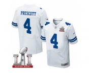 Men's Nike Dallas Cowboys #4 Dak Prescott Elite White Super Bowl LI NFL Jersey