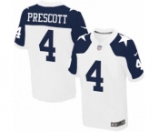 Men's Nike Dallas Cowboys #4 Dak Prescott Elite White Throwback Alternate NFL Jersey