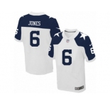 Men's Nike Dallas Cowboys #6 Chris Jones Elite White Throwback Alternate NFL Jersey