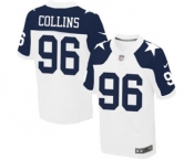 Men's Nike Dallas Cowboys #96 Maliek Collins Elite White Throwback Alternate NFL Jersey