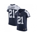 Nike Dallas Cowboys #21 Ezekiel Elliott Navy Blue Thanksgiving Men Stitched NFL Vapor Untouchable Throwback Elite Jersey