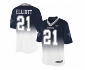 Nike Dallas Cowboys #21 Ezekiel Elliott Navy Blue-White Men's Stitched NFL Elite Fadeaway Fashion Jersey[Elliott]