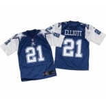 Nike Dallas Cowboys #21 Ezekiel Elliott Navy Blue -White Throwback Men's Stitched NFL Elite Jersey[Elliott]