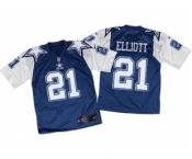 Nike Dallas Cowboys #21 Ezekiel Elliott Navy Blue -White Throwback Men's Stitched NFL Elite Jersey[Elliott]