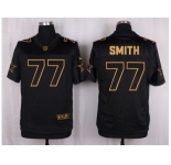 Nike Dallas Cowboys #77 Tyron Smith Black Pro Line Gold Collection Jersey[Elite]