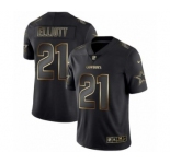 Men Dallas Cowboys #21 Ezekiel Elliott Black Golden Edition 2019 Vapor Untouchable Limited Jersey