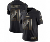 Men Dallas Cowboys #21 Ezekiel Elliott Black Golden Edition 2019 Vapor Untouchable Limited Jersey