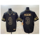 Men Dallas Cowboys #3 George pickens Black Gold 2025 F U S E 94 Marshawn Kneeland Memorial Patch Vapor Limited Stitched Football Jersey