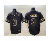 Men Dallas Cowboys #3 George pickens Black Gold 2025 F U S E 94 Marshawn Kneeland Memorial Patch Vapor Limited Stitched Football Jersey