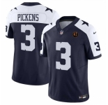 Men Dallas Cowboys #3 George pickens Navy 2023 F U S E With John Madden Patch Thanksgiving Vapor Limited Stitched Football Jersey