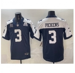 Men Dallas Cowboys #3 George pickens Navy F U S E With 5x Super Bowl Champions 26 Established In 1960 Patch Thanksgiving Vapor Limited Stitched Football