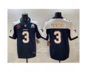 Men Dallas Cowboys #3 George pickens Navy F U S E With John Madden Patch 26 Established In 1960 Patch Thanksgiving Vapor Limited Stitched Football Jersey