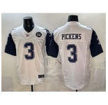 Men Dallas Cowboys #3 George pickens White F U S E 94 Marshawn Kneeland Memorial Patch Thanksgiving Vapor Limited Stitched Football Jersey